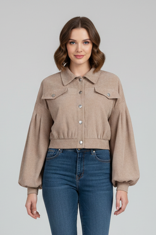 Women’s Cropped Jacket with Zip Closure