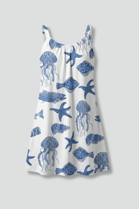 Women’s Beach Dress with Scoop Neck and Sleeveless Design