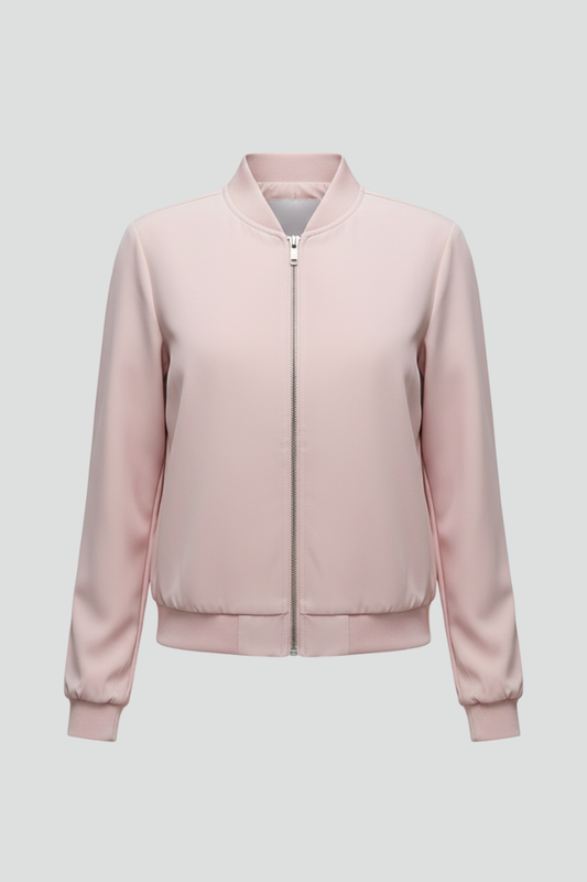 Women’s Bomber Jacket with Zipped Front and Straight Hem