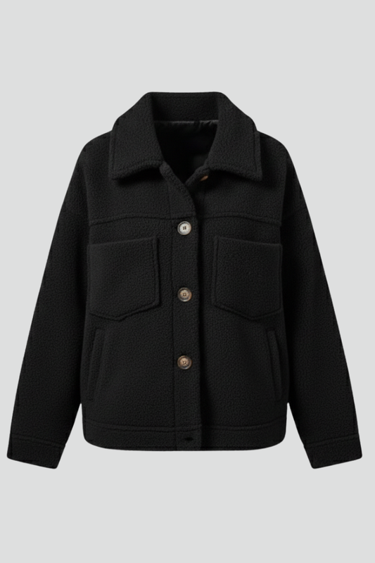 Women’s Fleece Jacket with Buttons and Generous Pockets