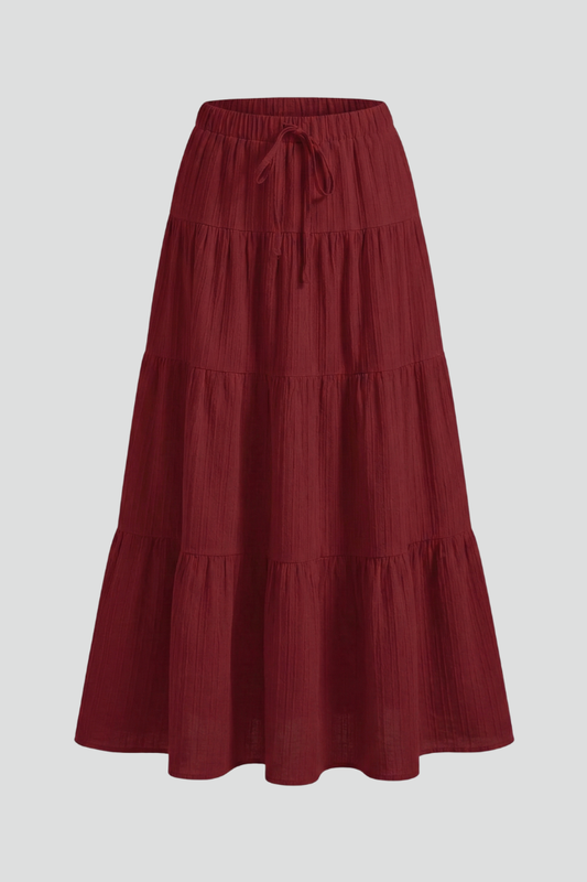 Women’s Maxi Skirt with Elastic Waist and Tiered Panels