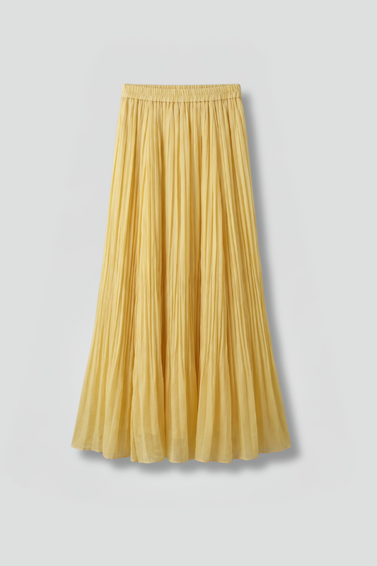 Women's Maxi Skirt with Elastic Waistband and Pleated Surface
