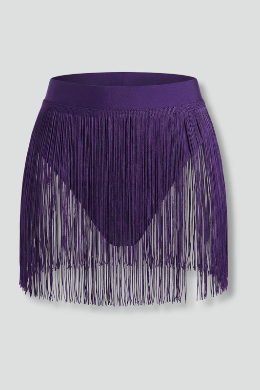 Women’s Mini Skirt with High Waist and Fringe Hem