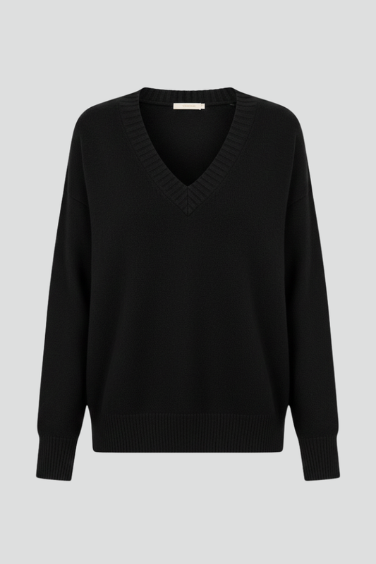 Women’s V-Neck Sweater with Long Sleeves and Pullover Design