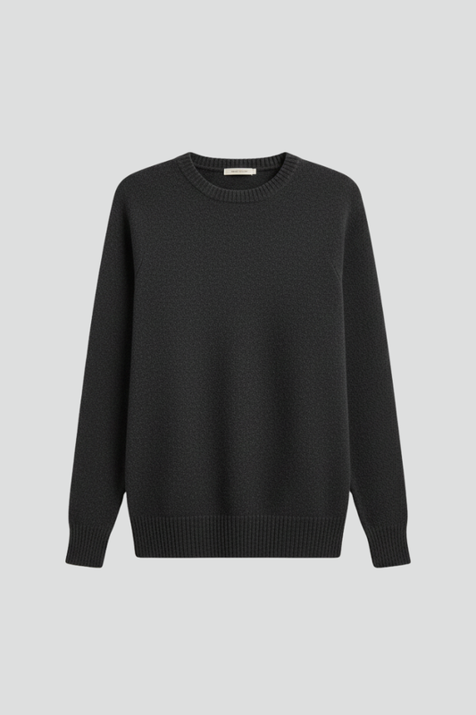 Women’s knitted sweater with round neckline and ribbed hem