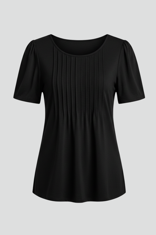 Women’s round neck T-shirt with short puff sleeves